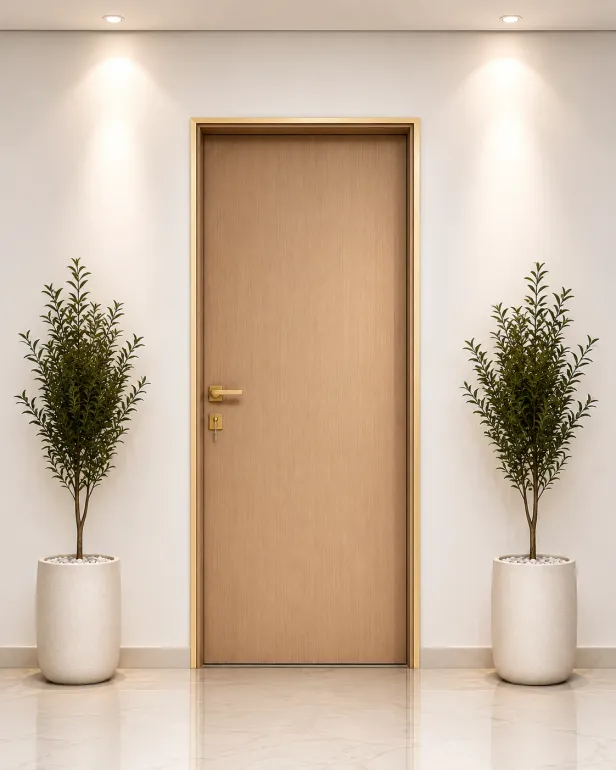 Porte intérieure en PVC effet bois clair